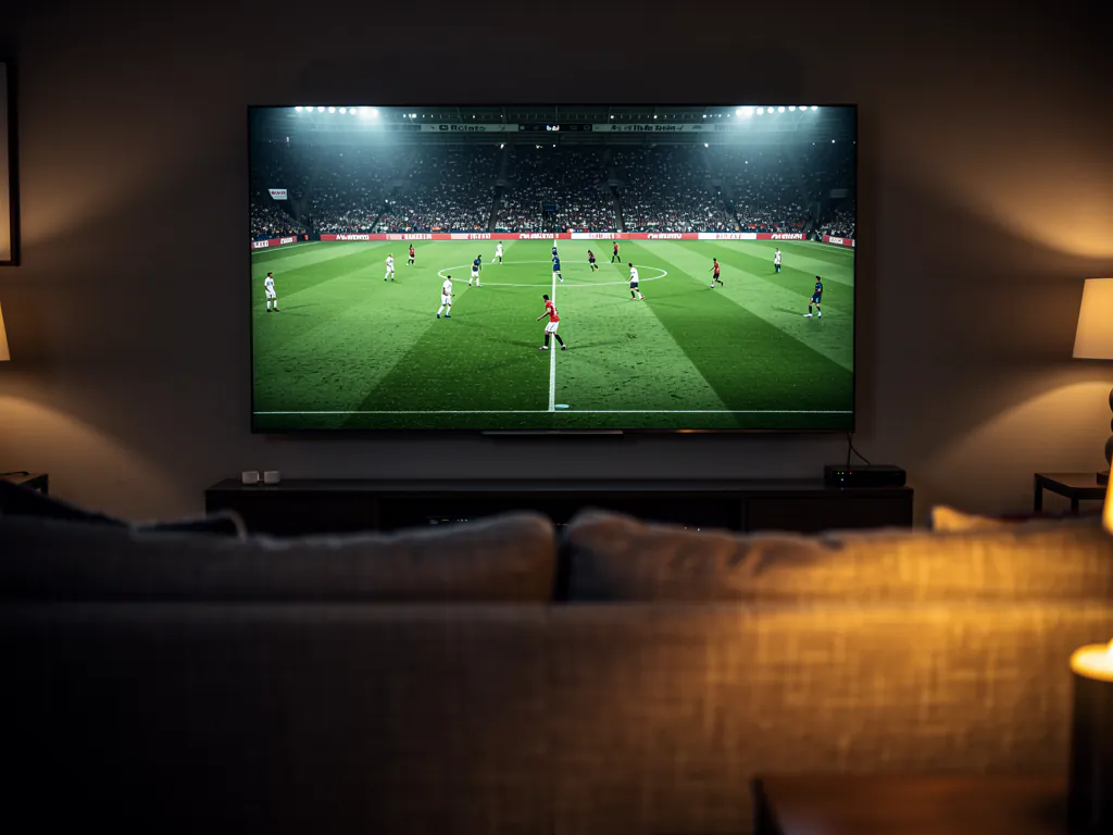 Living-room television frozen on a live sports broadcast while IPTV stops working after a week of running fine